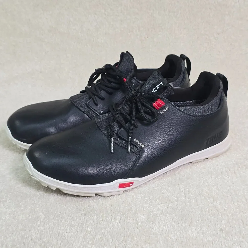 TRUE linkswear Original 1.2 Black Leather Golf Shoes Sneakers Men Size 9